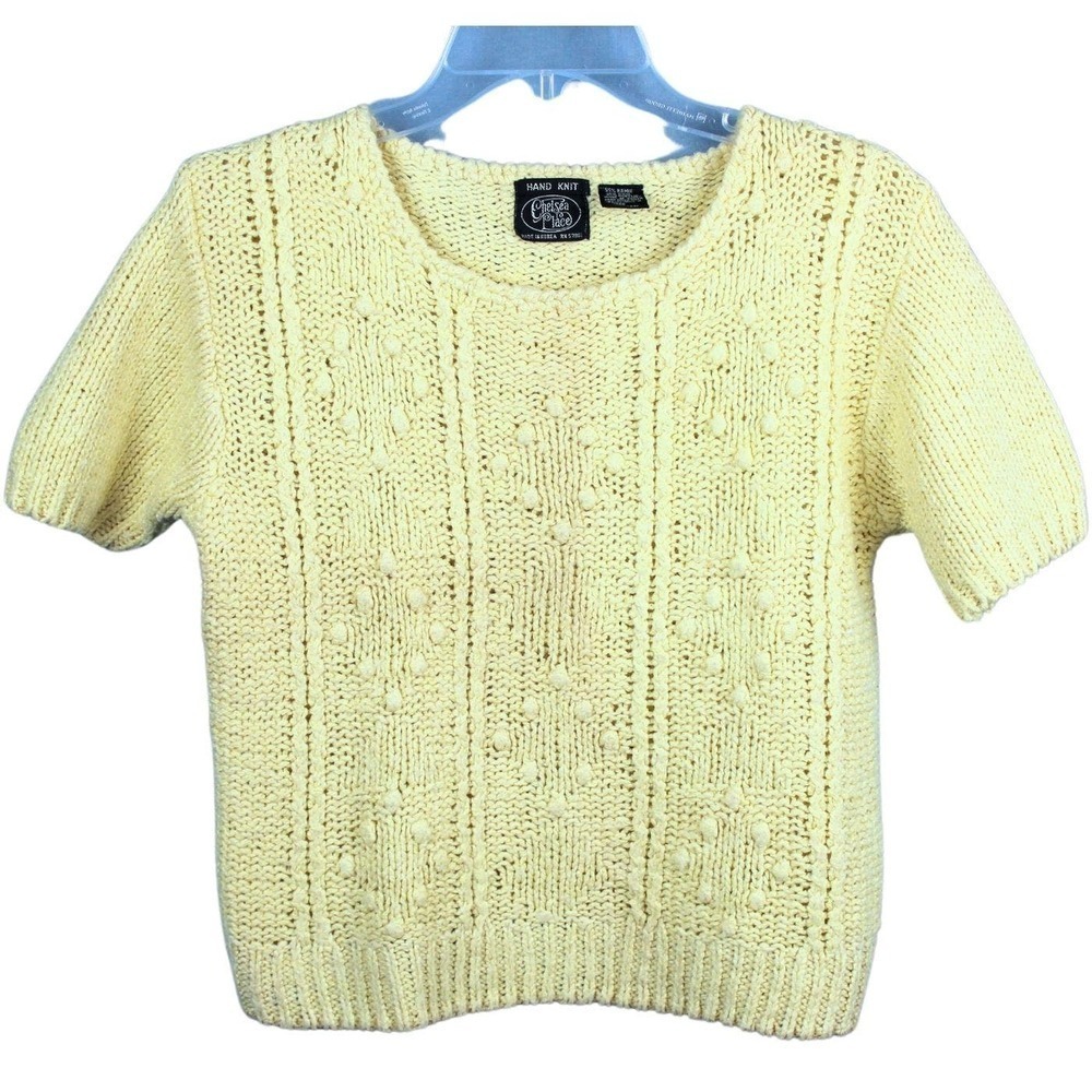 Chelsea Place Hand Knit‎ Women's Sweater Cream Color Ramie Blend Size Medium